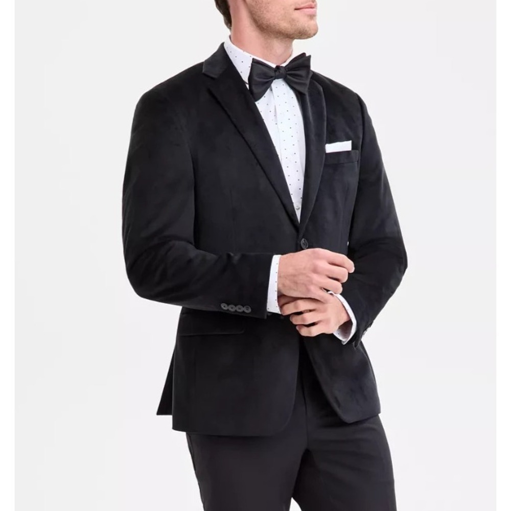 Bar III Black Velvet Tuxedo Sport Coat